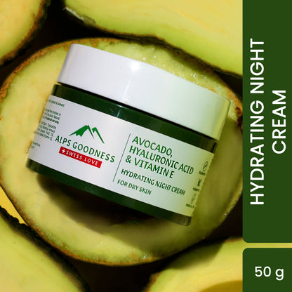 Alps Goodness Avocado, Hyaluronic Acid & Vitamin E Hydrating Night Cream For Dry Skin (50 gm) – Moisturizer for Face - Alps Goodness