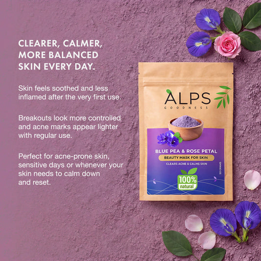 Alps Goodness 100% Natural Blue Pea Powder (50 gm) with Rose Petal Powder – Butterfly Pea Powder - image 2