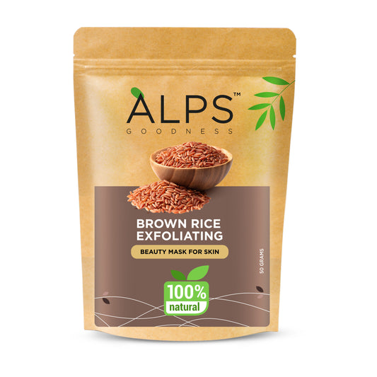 Alps Goodness Brown Rice Exfoliating Powder (50 gm) – 100% Natural Powder Gentle Exfoliation - Alps Goodness