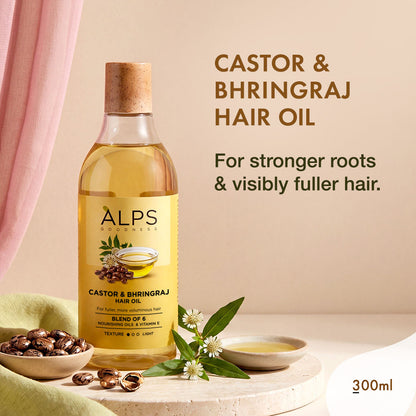 Alps Goodness Castor & Bhringraj Hair Oil – Hair Fall Control - Alps Goodness