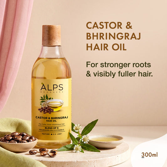 Alps Goodness Castor & Bhringraj Hair Oil – Hair Fall Control - Alps Goodness