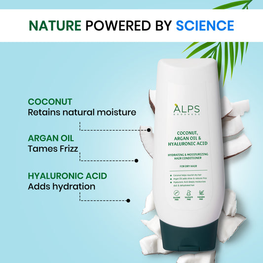 Alps Goodness Coconut, Argan Oil & Hyaluronic Acid Hydrating & Moisturizing Conditioner For Dry Hair(200 ml) – No Nasties - image 2