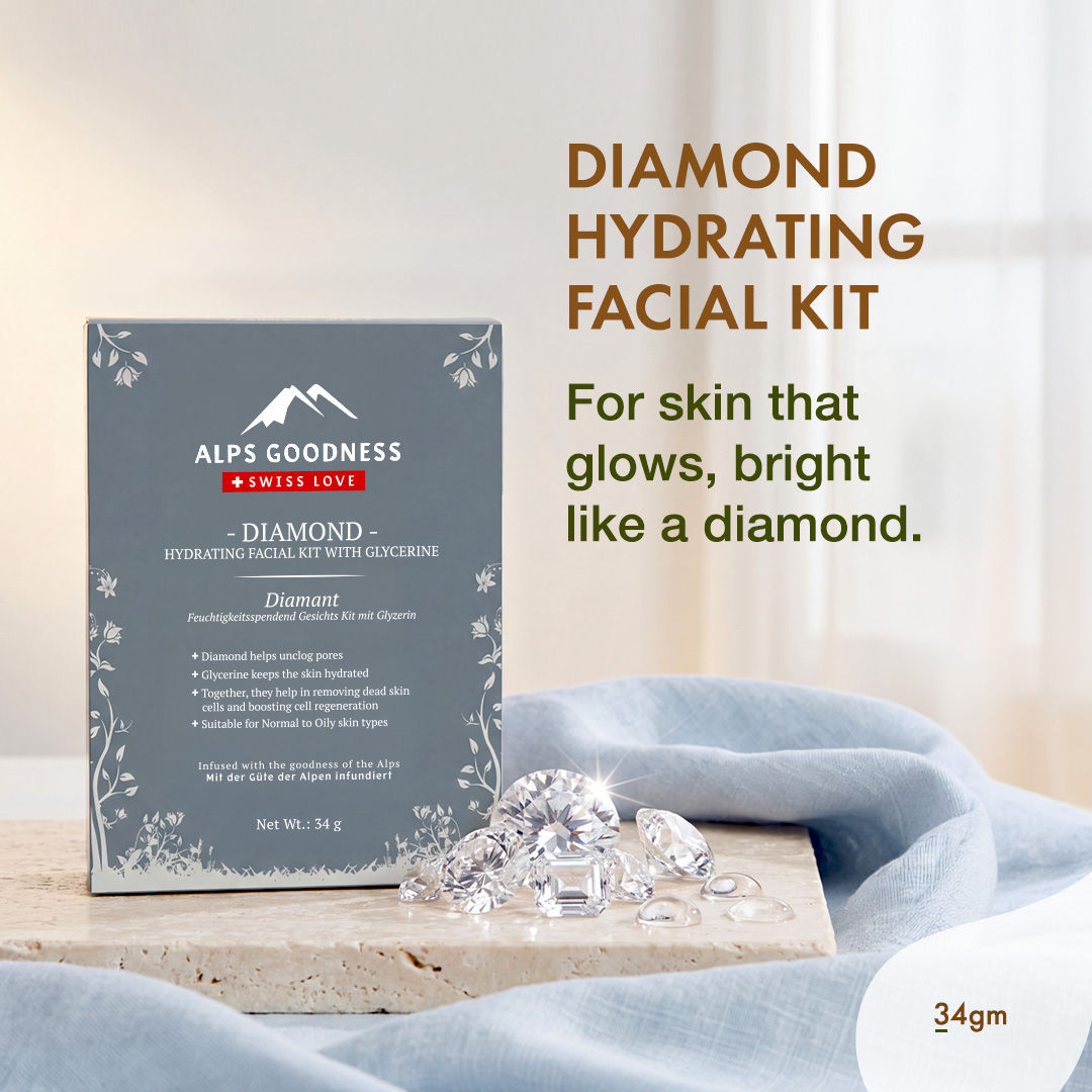 Alps Goodness Diamond Hydrating Facial Kit with Glycerine (34 gm) – Glowing Skin - Alps Goodness