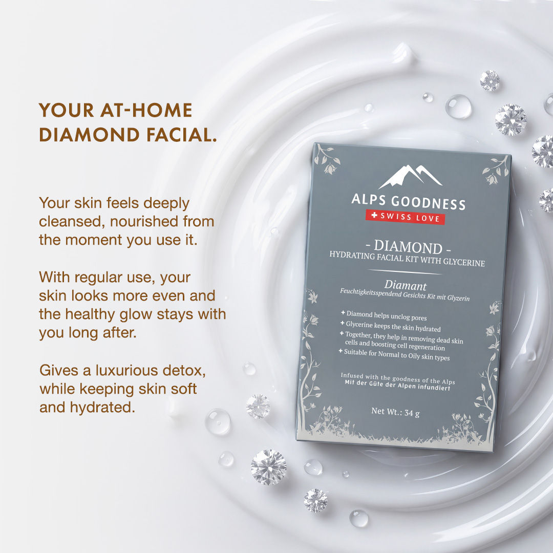 Alps Goodness Diamond Hydrating Facial Kit with Glycerine (34 gm) – Glowing Skin - image 3
