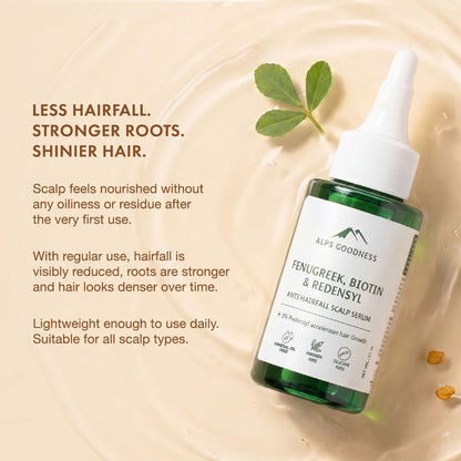 Alps Goodness Fenugreek, Biotin and Redensyl Anti Hairfall Scalp Serum (65 ml) I Hair Growth Serum I Methi Hair Serum I Hair Loss Prevention I For all hair types - image 2