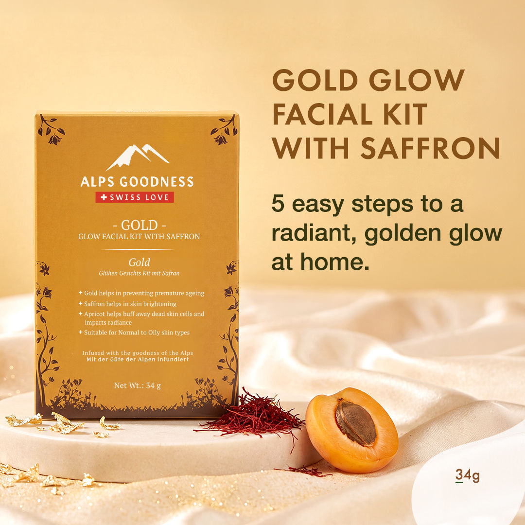 Alps Goodness Gold Glow Facial Kit – Saffron (34 gm) - Alps Goodness
