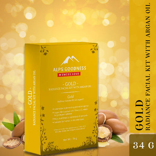 Alps Goodness Gold Radiance Facial Kit with Argan Oil (34 gm) - Alps Goodness