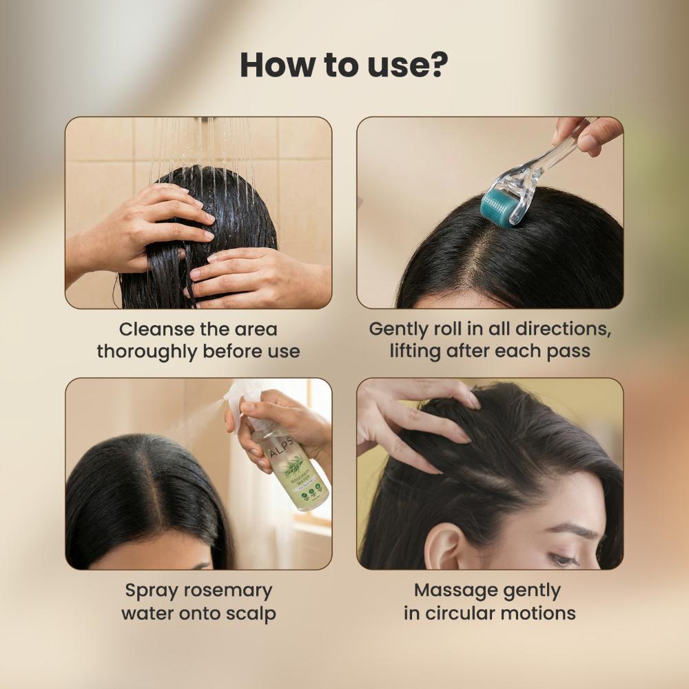 Alps Goodness Hair Regrowth Kit – Rosemary Water (100 ml) + 0.5 mm Derma Roller with 540 Titanium Alloy Needles - image 4