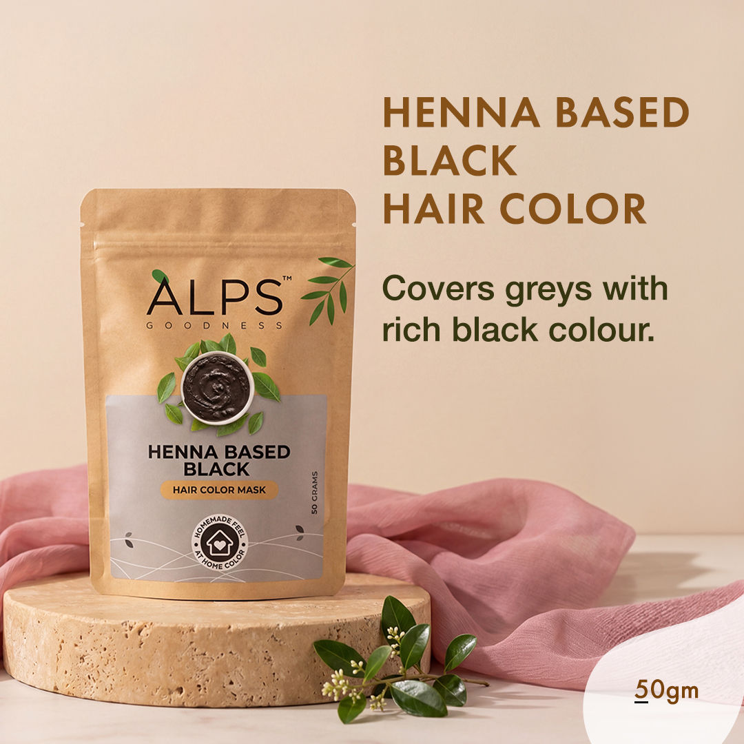 Alps Goodness Henna Based Hair Color Powder – Black (50 gm) - Alps Goodness