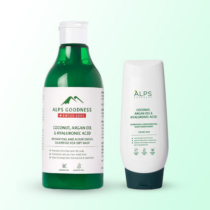 Alps Goodness Intense Moisture Combo (Coconut, Argan Oil & Hyaluronic Acid Hydrating & Nourishing Shampoo-290 ml + Coconut, Argan Oil & Hyaluronic Acid Hydrating & M - Alps Goodness