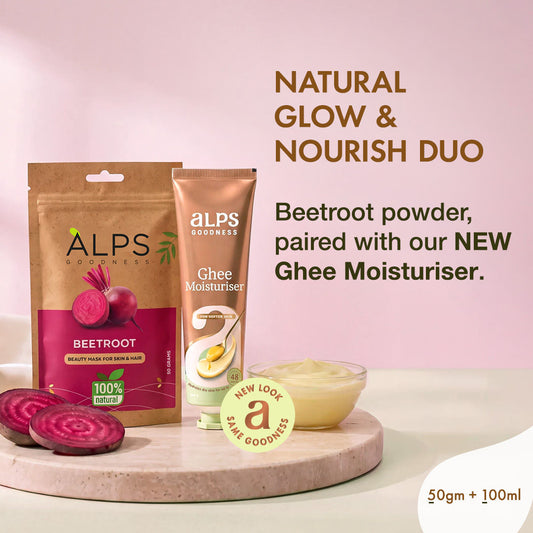 Alps Goodness Natural Glow & Nourish Duo – Beetroot Powder (50 gm) + Ghee Moisturiser (100 gm) - Alps Goodness