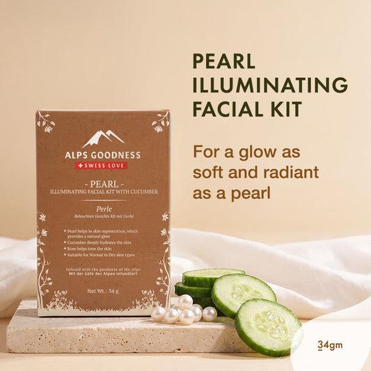 Alps Goodness Pearl Illuminating Facial Kit with Cucumber (34 gm) - Alps Goodness