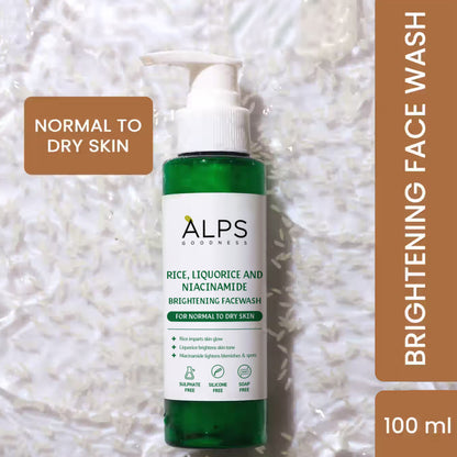 Alps Goodness Rice, Liquorice & Niacinamide Brightening Facewash For Normal to Dry Skin (100 ml) - Alps Goodness