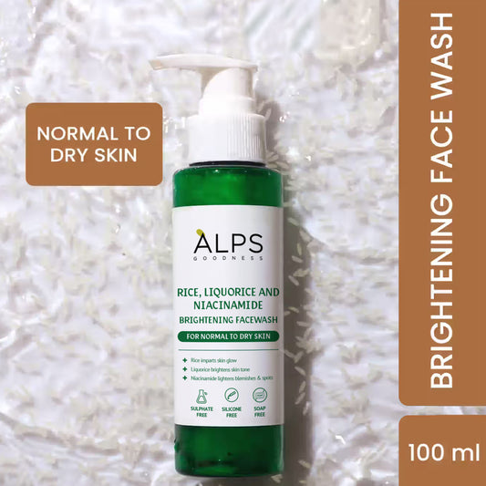 Alps Goodness Rice, Liquorice & Niacinamide Brightening Facewash For Normal to Dry Skin (100 ml) - Alps Goodness
