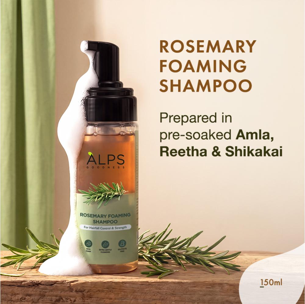 Alps Goodness Rosemary Foaming Shampoo – Presoaked in Amla Reetha Shikakai water - Alps Goodness