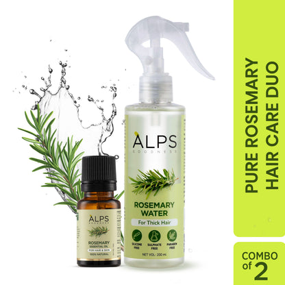Alps Goodness Rosemary Haircare Power Duo with Rosemary Water (200 ml) & Rosemary Essential Oil (10 ml) – For Thick-Long Hair - Alps Goodness