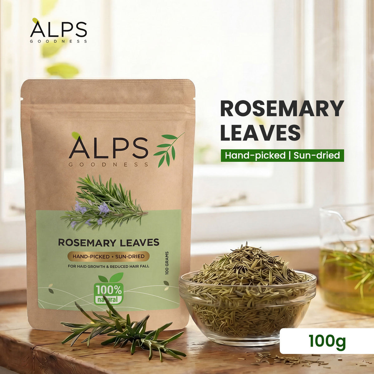 Alps Goodness Rosemary Leaves 100 gm – Made with Premium Sun Dried Rosemary Leaves - Alps Goodness