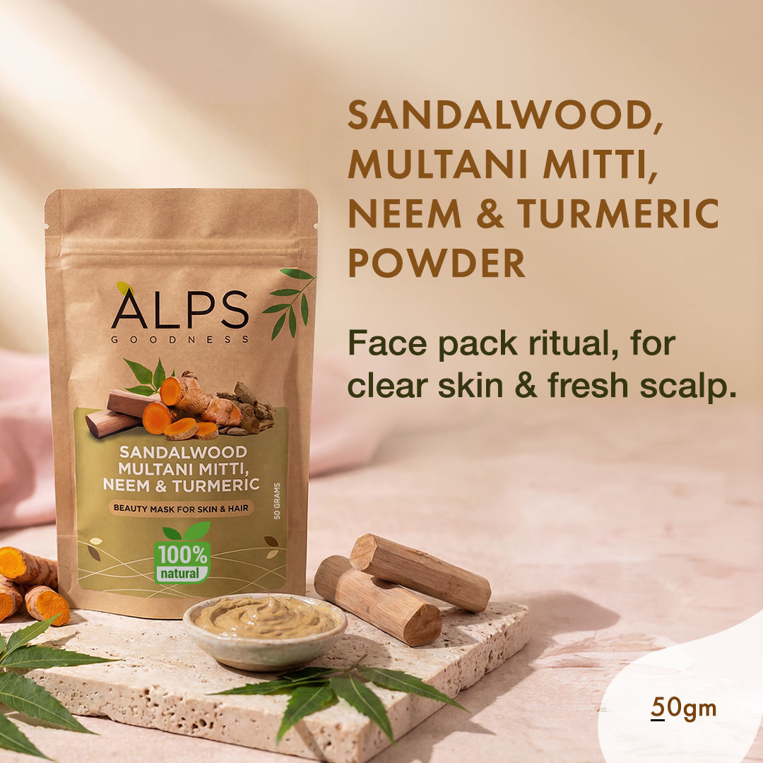 Alps Goodness Sandalwood,Multani Mitti,Neem & Turmeric Powder (50 gm) - Alps Goodness