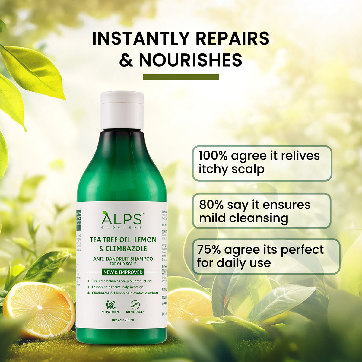 Alps Goodness Tea Tree Oil, Lemon & Climbazole Anti-Dandruff Shampoo for Oily Scalp (290 ml) - image 5