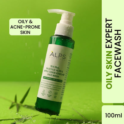 Alps Goodness Acne Control Face wash For Oily Skin with Tea Tree, Salicylic Acid & Apple Cider Vinegar (100 ml) – Suitable for Acne Prone Oily Skin - Alps Goodness
