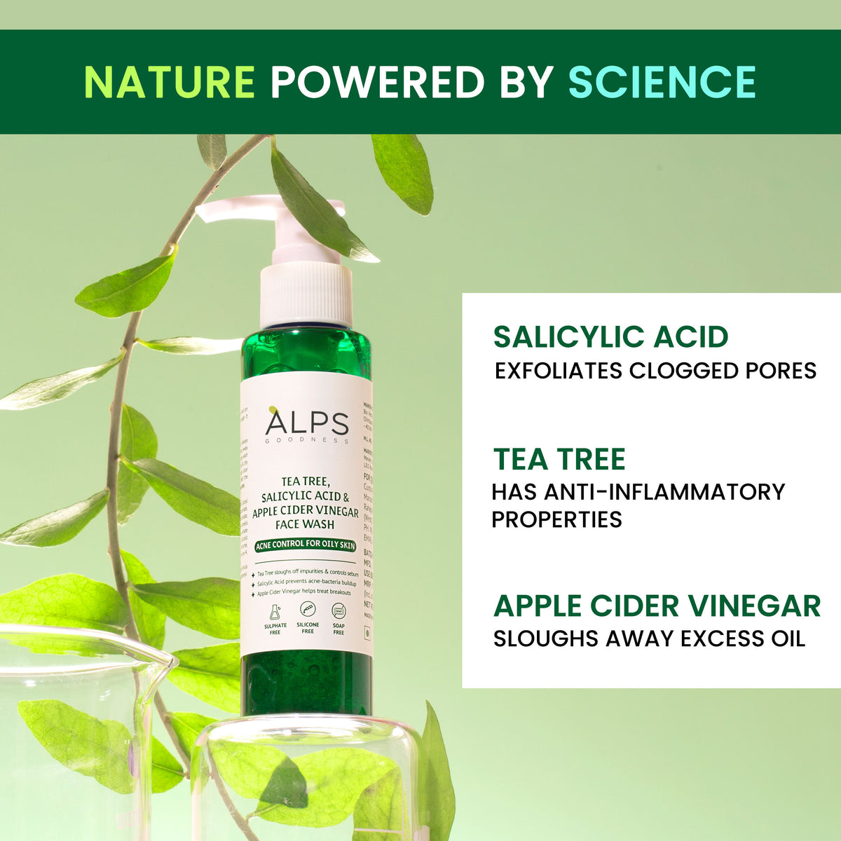 Alps Goodness Acne Control Face wash For Oily Skin with Tea Tree, Salicylic Acid & Apple Cider Vinegar (100 ml) – Suitable for Acne Prone Oily Skin - image 2
