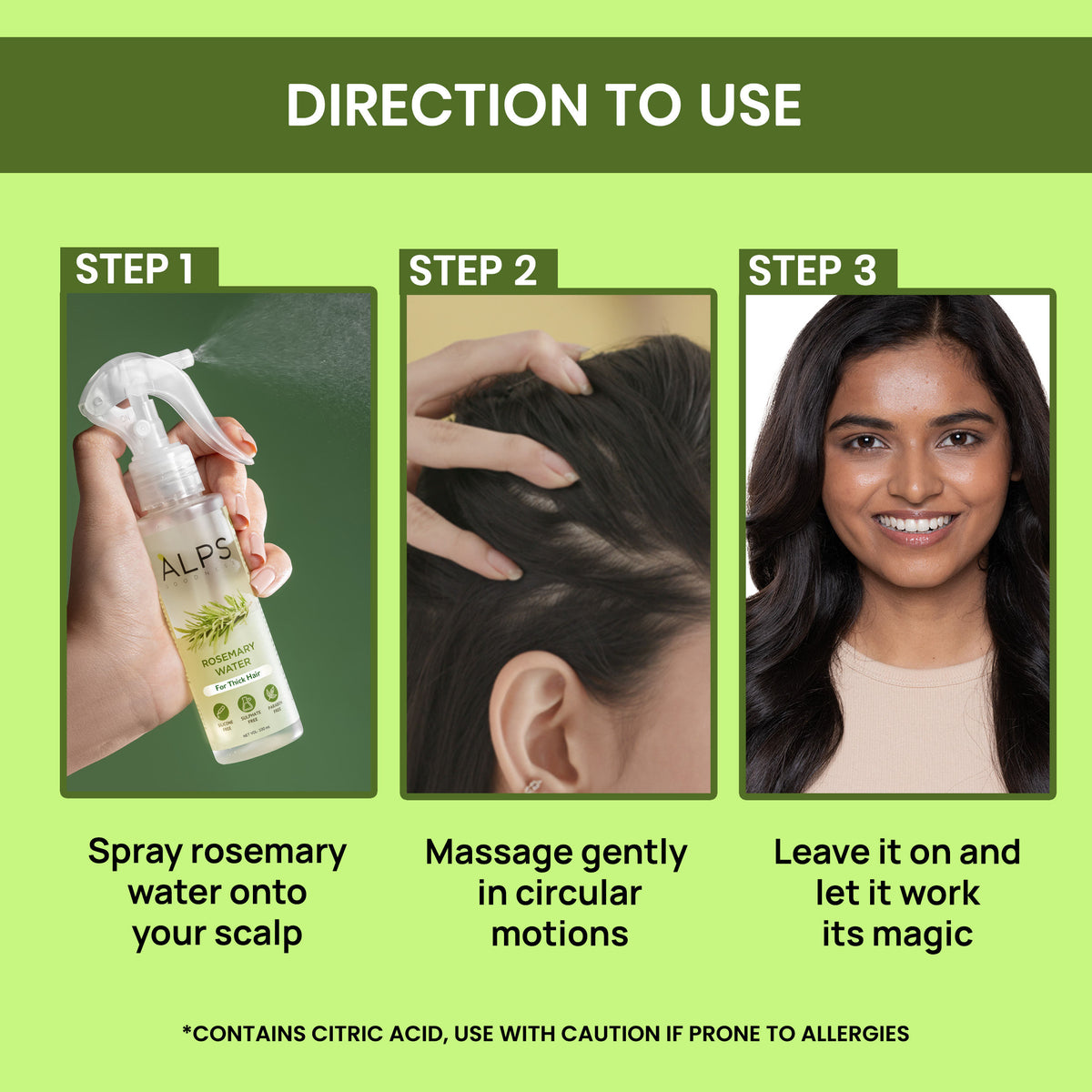 Alps Goodness Thick & Frizz-Free Hair Duo with Rosemary Water Spray (100 ml) & Flaxseed Gel (300 ml) – For Thick-Long Hair - image 4