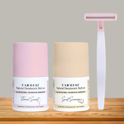 Carmesi Bikini Razor & Natural Deodorant Roll-Ons - Carmesi
