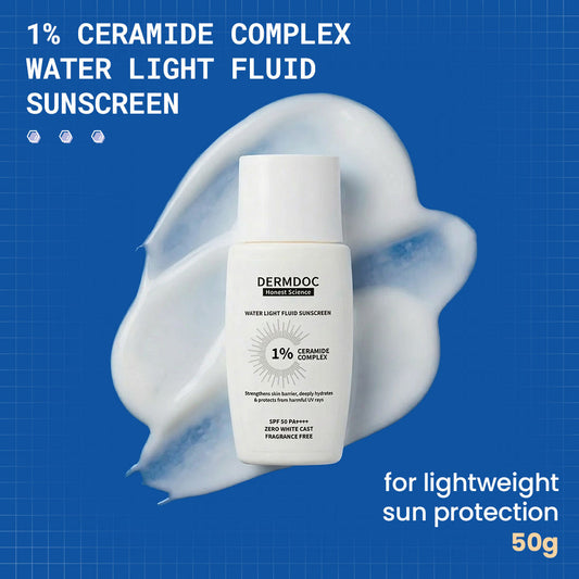 DermDoc SPF 50 1% Ceramide Complex Water Light Fluid Sunscreen (50 gm) - DermDoc