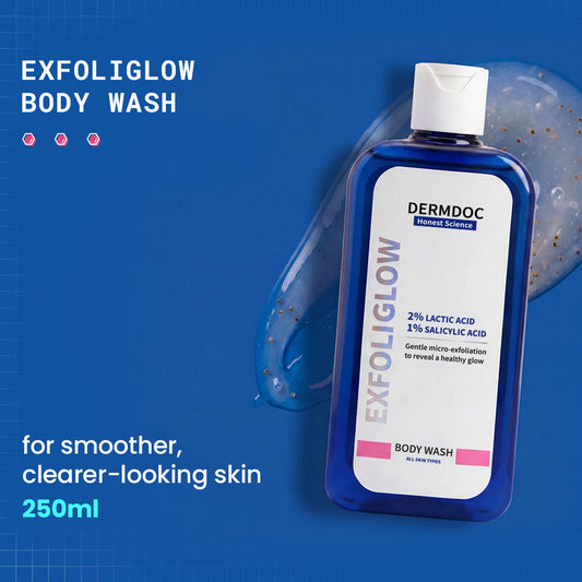 DermDoc ExfoliGlow Body Wash with 2% Lactic Acid (AHA) & 1% Salicylic Acid (BHA) - DermDoc