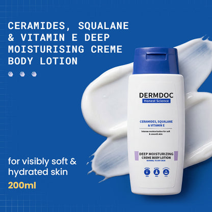 DermDoc by Purplle Ceramides, Squalane & Vitamin E Deep Moisturising Creme Body Lotion (200 ml) - DermDoc