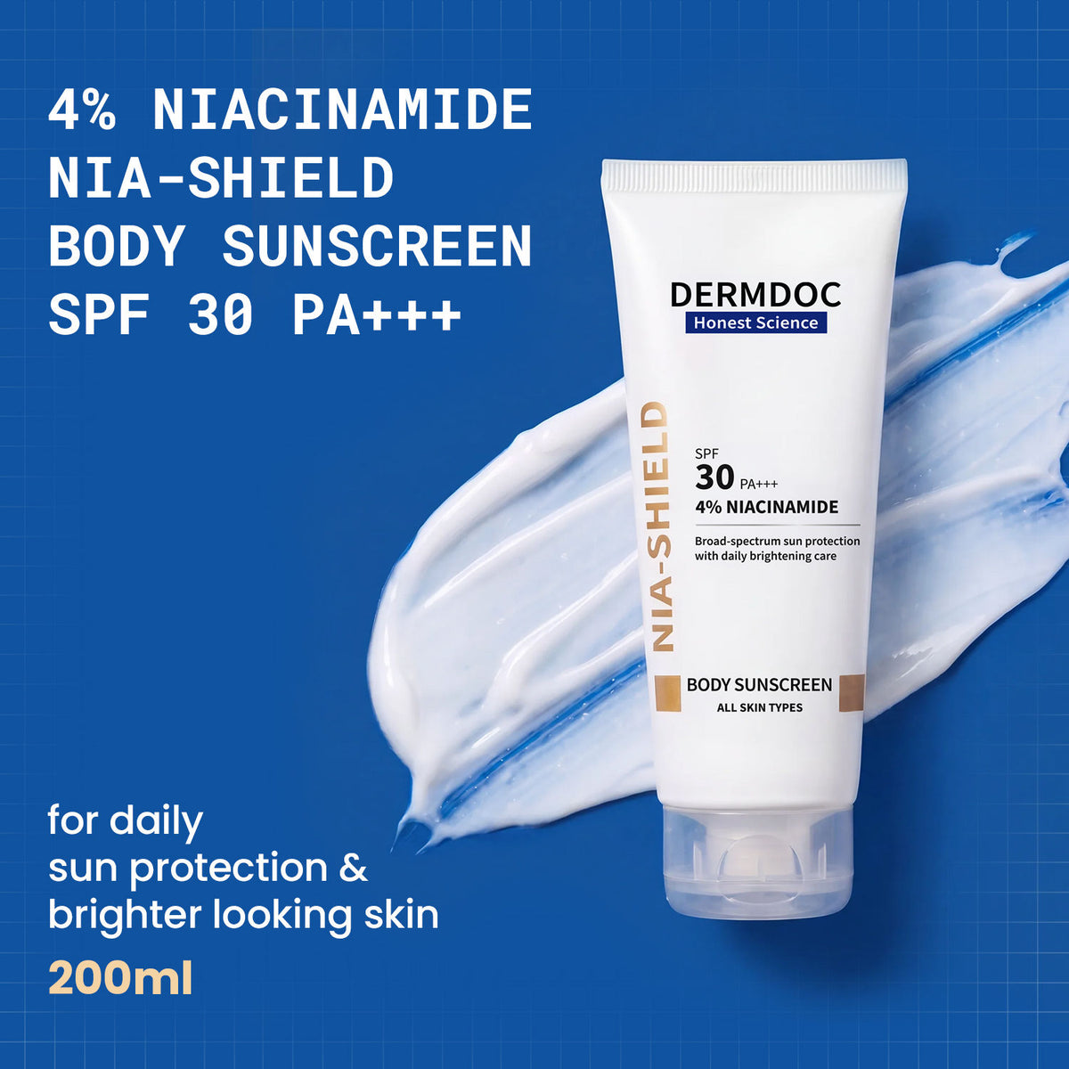 DermDoc 4% Nia Shield Body Sunscreen Lotion SPF 30 PA+++ - DermDoc