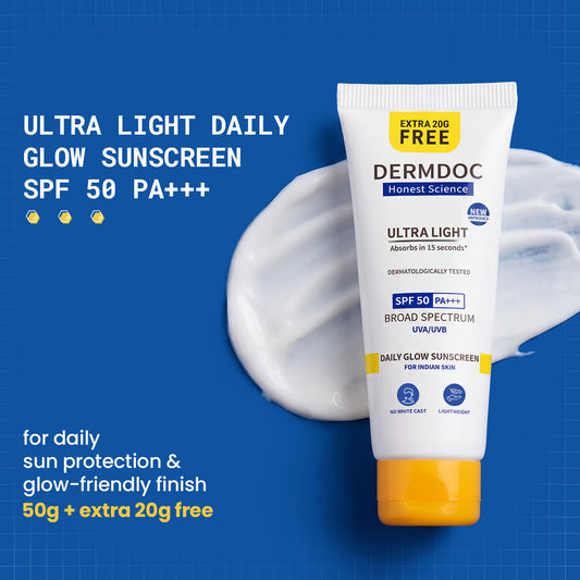 DermDoc SPF 50 Ultra Light SPF Daily Glow Sunscreen (70 gm) - DermDoc