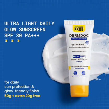 DermDoc SPF 30 Ultra Light SPF Daily Glow Sunscreen (70 gm) - DermDoc