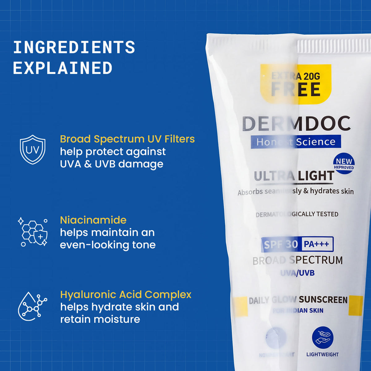 DermDoc SPF 30 Ultra Light SPF Daily Glow Sunscreen (70 gm) - image 3