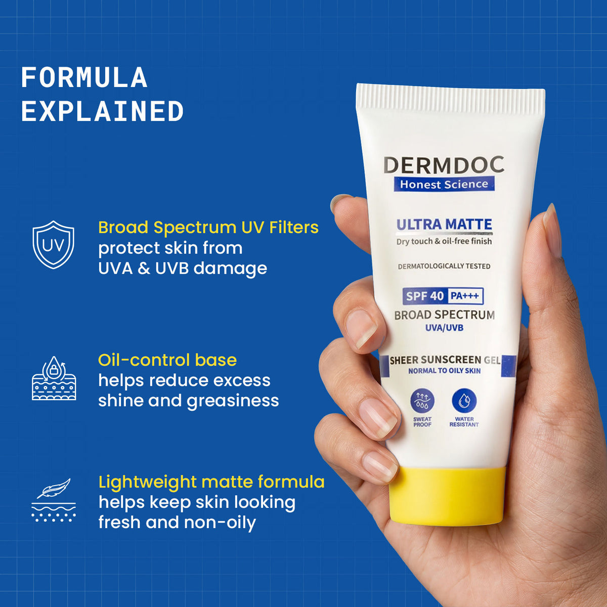 DermDoc SPF 40 Ultra Matte Sheer Sunscreen Gel (45 gm) - image 3