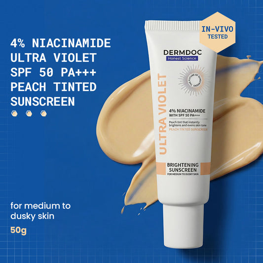 DermDoc 4% Niacinamide Ultra Violet Peach Tinted Sunscreen SPF 50 PA+++ - DermDoc