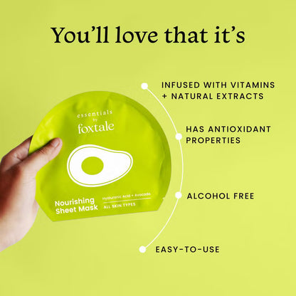 Foxtale Nourishing Sheet Mask – Hyaluronic Acid + Avocado