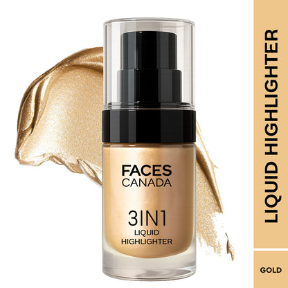 Faces Canada 3 in 1 Liquid Highlighter – Gold 01, 15 ml - Faces Canada