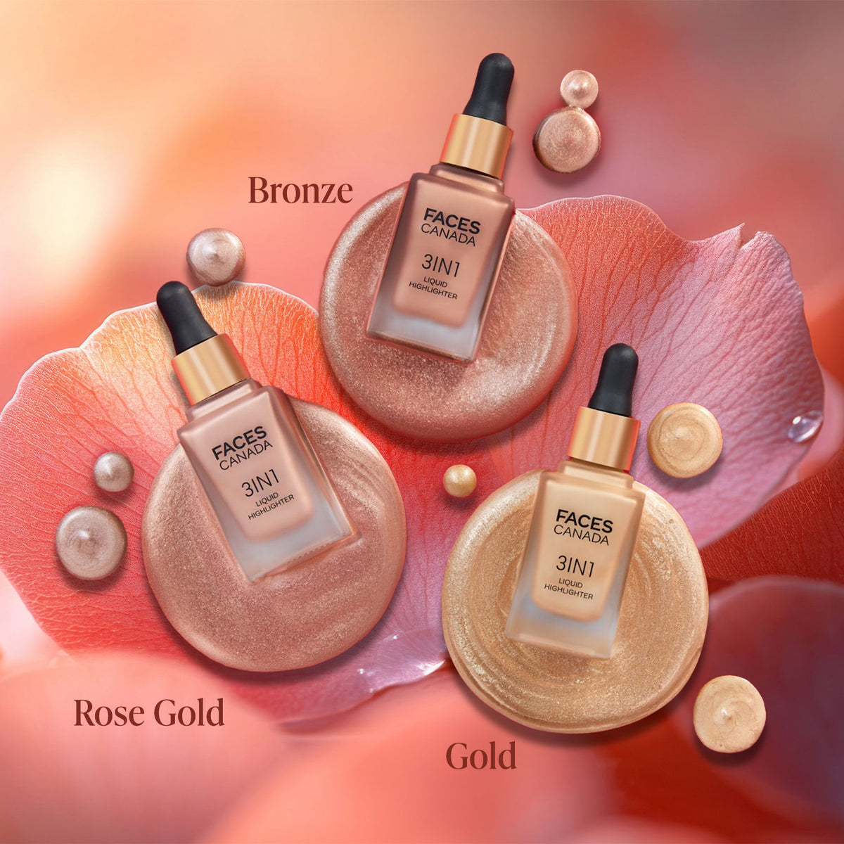 Faces Canada 3 in 1 Liquid Highlighter – Gold 01, 18 ml - image 4