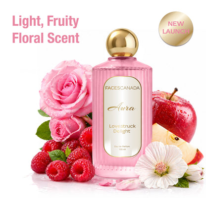 Faces Canada Aura Lovestruck Delight Eau De Parfum For Women, 100 ml – Fruity Floral Long Lasting Perfume Upto 8 Hrs - Faces Canada