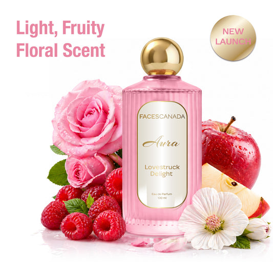 Faces Canada Aura Lovestruck Delight Eau De Parfum For Women, 100 ml – Fruity Floral Long Lasting Perfume Upto 8 Hrs - Faces Canada