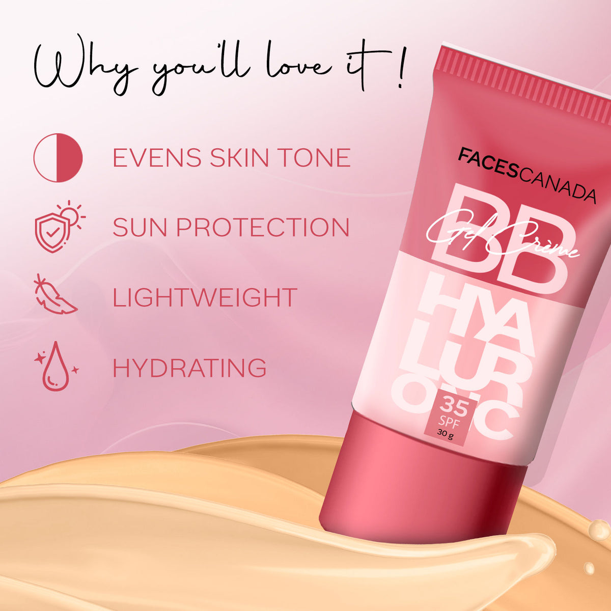 Faces Canada SPF 35 BB Gel Creme – Light Vanilla, 30 gm - image 2