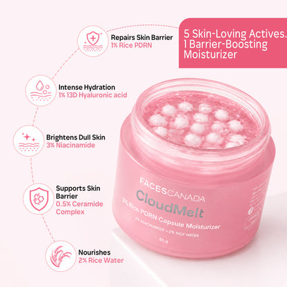 Faces Canada CloudMelt 3% Rice PDRN Capsule Moisturizer with 3% Niacinamide, 65 gm – 13D Hyaluronic Acid & Ceramides - image 3