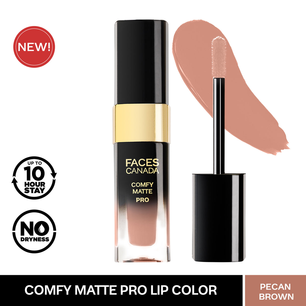Faces Canada Comfy Matte Pro Liquid Lipstick – Pecan Brown 15, 5.5 ml - Faces Canada