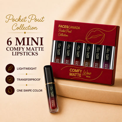 Faces Canada Comfy Matte Wow Mini Liquid Lipstick Kit – Pack of 6 - Faces Canada
