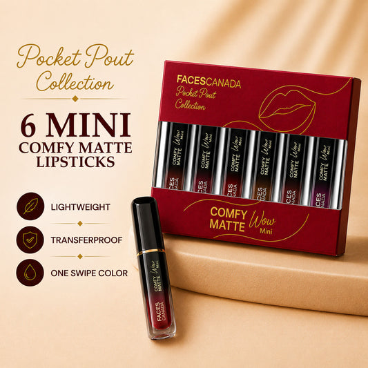 Faces Canada Comfy Matte Wow Mini Liquid Lipstick Kit – Pack of 6 - Faces Canada