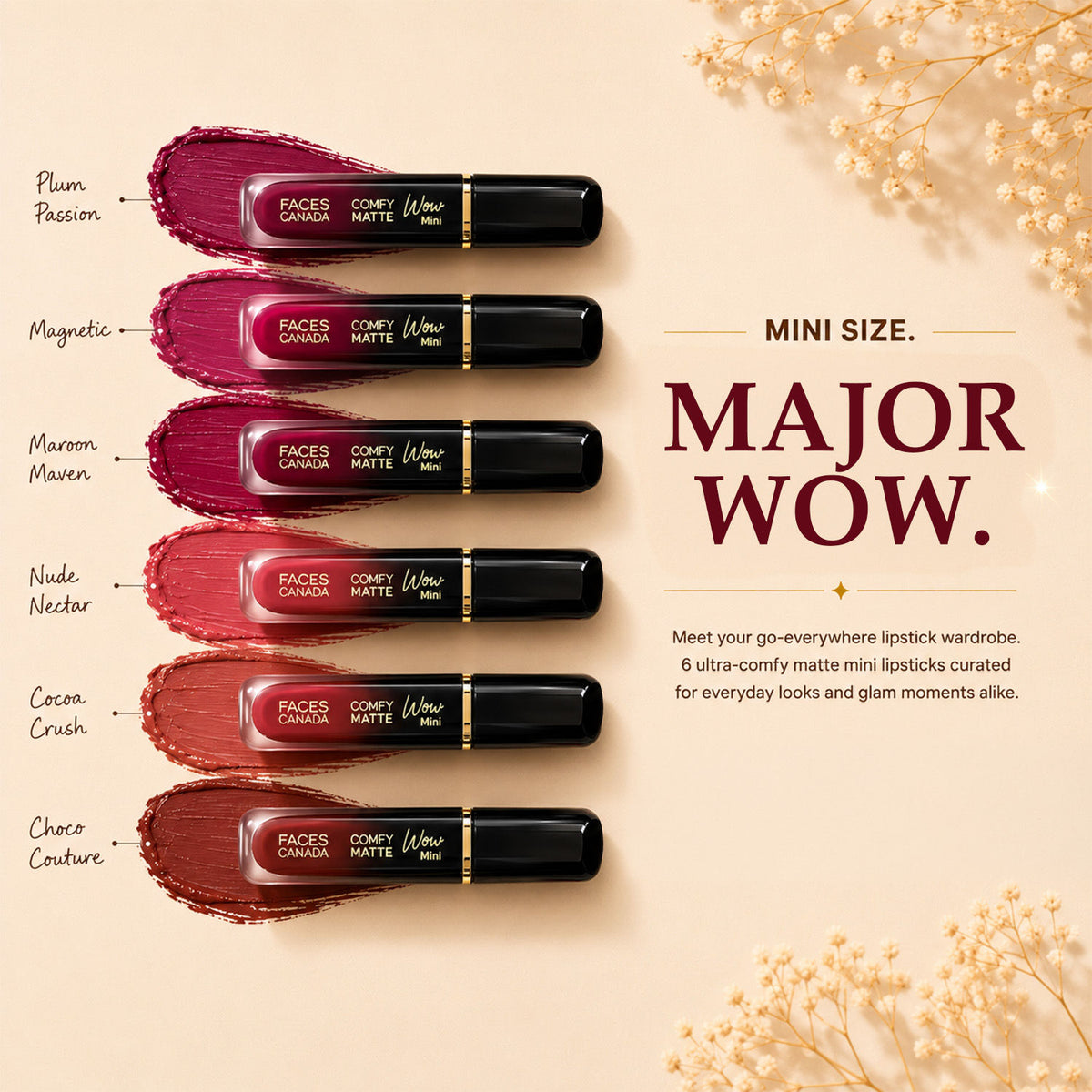 Faces Canada Comfy Matte Wow Mini Liquid Lipstick Kit – Pack of 6 - image 2