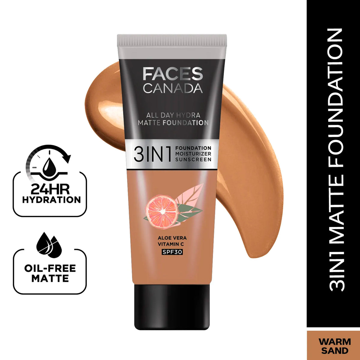 Faces Canada Essentials Kit for Deep Skin – All Day Hydra Matte Foundation Warm Sand + Weightless Stay Matte Compact Sand + Magnet Eyes Kajal +Magnet Eyes Eye Liner - image 3