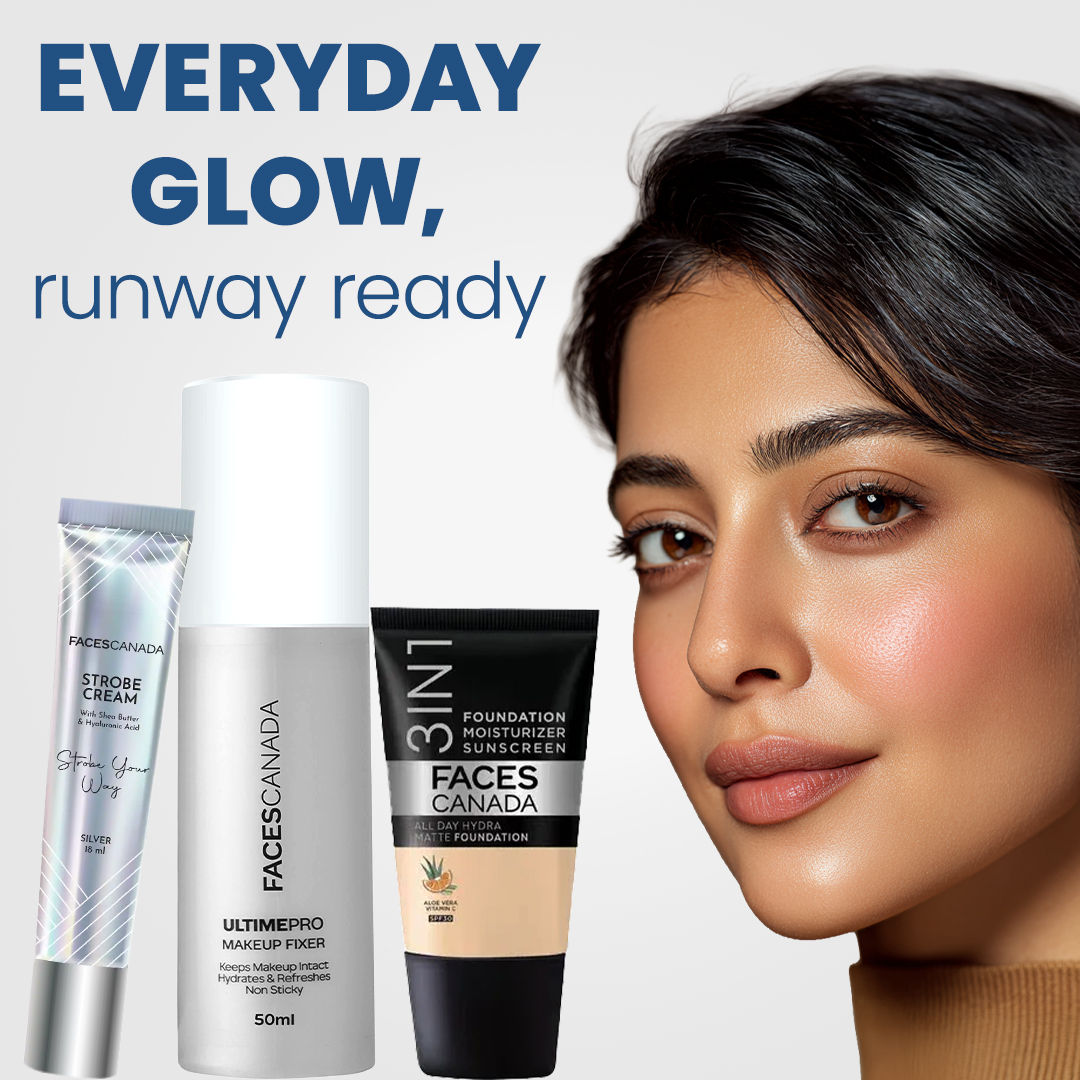 Faces Canada Flawless Finish Kit (Ultime Pro Makeup Fixer 50 ml + Strobe Cream Mini – Silver (18 gm) + All Day Hydra Matte Foundation - image 3