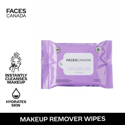 Faces Canada Fresh Clean Glow Makeup Remover Wipes - 10 Wipes – Gentle Purifying - Faces Canada